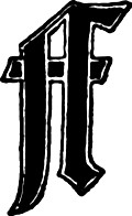 [picture: Calligraphic letter ``F'' in 15th century gothic style]