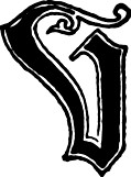 [picture: Calligraphic letter ``V'' in 15th century gothic style]