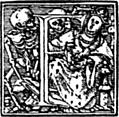 62f.---Initial capital letter ``F'' from Dance of Death Alphabet.