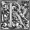 62r.—Initial capital letter “R” from Dance of Death Alphabet.