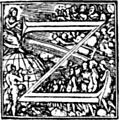 [picture: 62z.---Initial capital letter ``Z'' from Dance of Death Alphabet.]