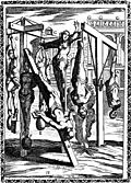 1.---Martyrs suspended by one or both feet, by the arms with heavy weights attached to the feet; crucified; Christian women hung up by the hair