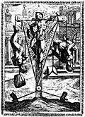2.---Bound hand and foot to stakes and smeared with honey, and so left exposed to the sun, to be tortured by the stings of bees and other insects
