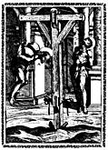 5.---Suspended with great weights on the shoulders, and a gag fixed in the mouth.