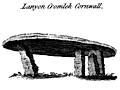 Lanyon Cromleh Cornwall.  From the Druidical Antiquities plate.