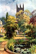 Botanical Gardens and Magdalan College Tower, Oxford