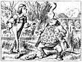 Father William balances an eel on his nose
