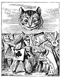 Executioner argues with King about cutting off Cheshire Cat's head