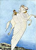Frontispiece: ``Yes, there he sat, on the back of the winged horse!''