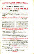 Title Page: Bailey's Universal Etymological Dictionary