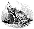 75.---British War Chariot, Shield and Spears.