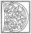 clipart: initial letter D from late 15th century printed book