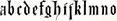 Top row of miniscule (lower-case) blackletter from XIV. Century  No. 1.