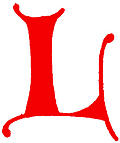 Clip-art; calligraphic decorative initial capital letter L from XIV. Century  No. 1, from The Art of Illuminating As Practised in Europe from the Earliest Times (1860); hits since 08/Nov/2009: 3212
