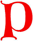 Clip-art; calligraphic decorative initial capital letter P from XIV. Century  No. 1, from The Art of Illuminating As Practised in Europe from the Earliest Times (1860); hits since 08/Nov/2009: 5113