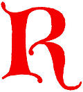 Clip-art; calligraphic decorative initial capital letter R from XIV. Century  No. 1, from The Art of Illuminating As Practised in Europe from the Earliest Times (1860); hits since 08/Nov/2009: 3460