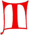 Clip-art; calligraphic decorative initial capital letter T from XIV. Century  No. 1