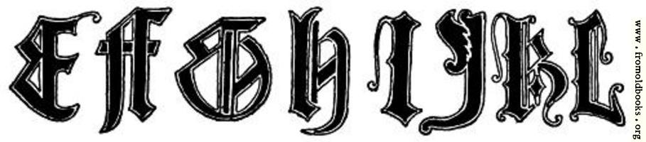 E, F, G, H, I, J, K, L from English Gothic Letters 15th Century