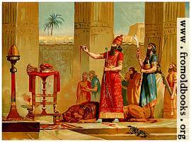 Ashurbanipal sacrificing the lions he has killed
