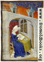 folio 4/recto, illumination, woman writing