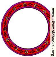 1085.—Circular border of frame, red purple yellow and brown.