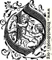 Decorative initial letter O with cherubs