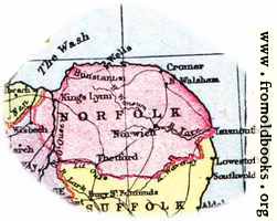 Overview map of Norfolk, England