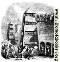 1253.—Breaching Tower; Archers behind their Pavison; Canon, Crossbow-men, &c.