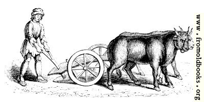 Two-wheeled plough. (From Harleian MS. No. 4374)