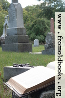 Open Bible and cross in graveyard (portrait version)