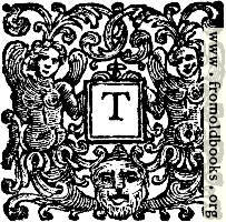 Initial Letter T With Angels and Devil