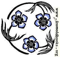 Roundel with stylized blue flowers