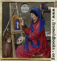 Miniature painting of a portrait artist with easel