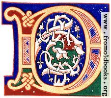 Decorative initial letter “D” from 11th century.