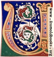 Decorative initial letter “U” or “V” from 11th century.
