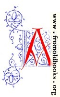 Decorative uncial initial letter A from fifteenth Century Nos. 4 and 5.
