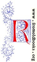 Decorative initial letter R from fifteenth Century Nos. 4 and 5.