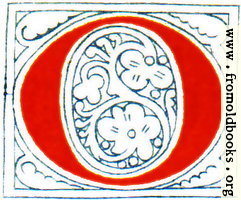 Clip-art: calligraphic decorative initial capital letter O from Plate 65